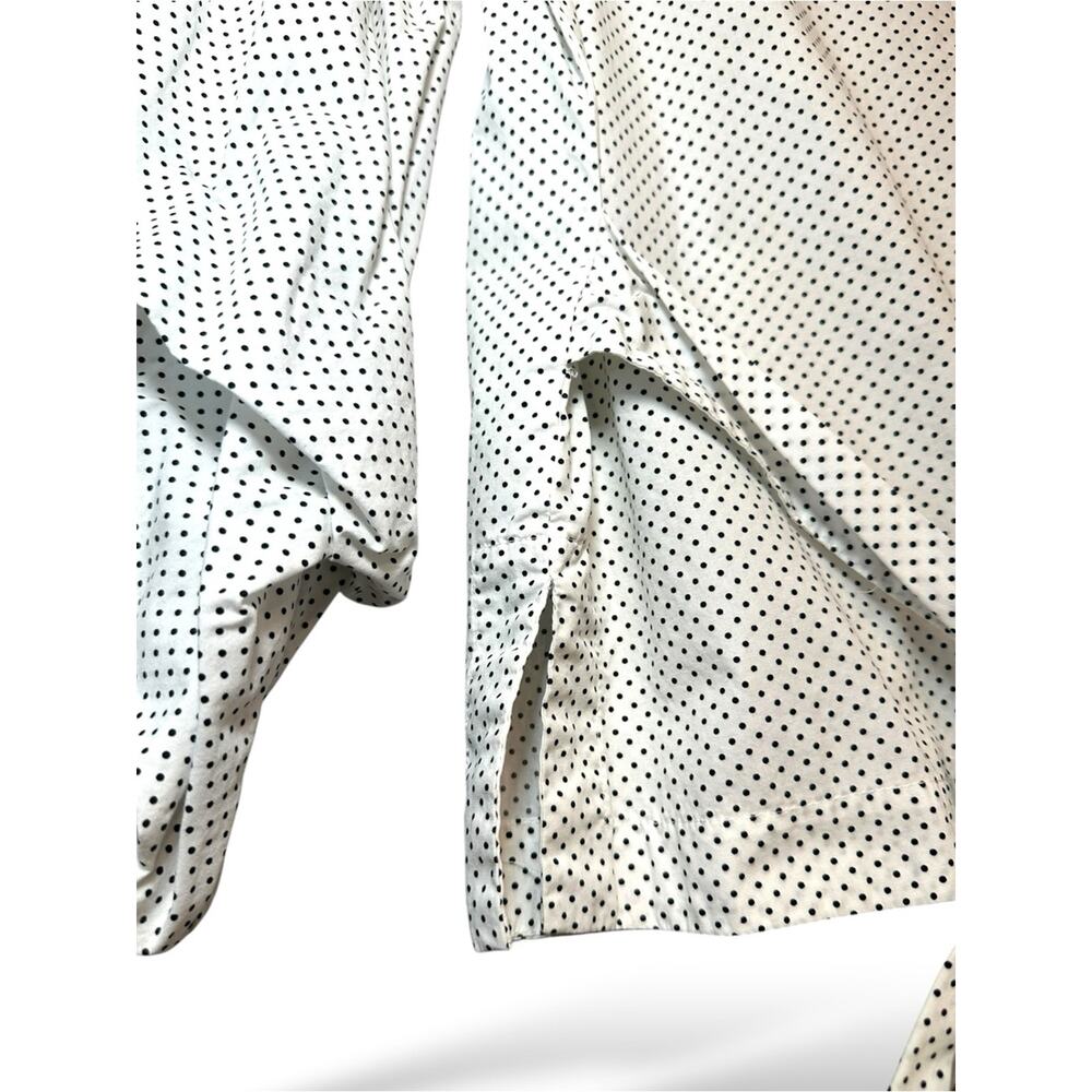 Polka Dot Balloon Sleeve Blouse Tie Waist White Black Boho Feminine M - Picture 4 of 5